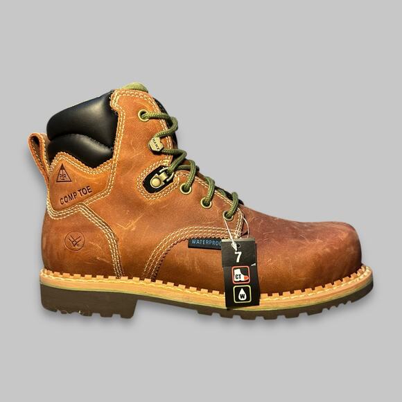 Hawx Waterproof Composite Toe Work Boots Brown Men’s Size 7B - Picture 2 of 6